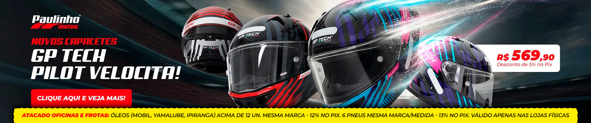 Banner principal desktop - Capacetes Novos