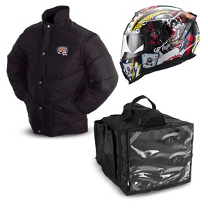 Kit Motoboy 1 - Jaqueta California Racing + Capacete GP Tech Clown + Bag de Pizza 45L 