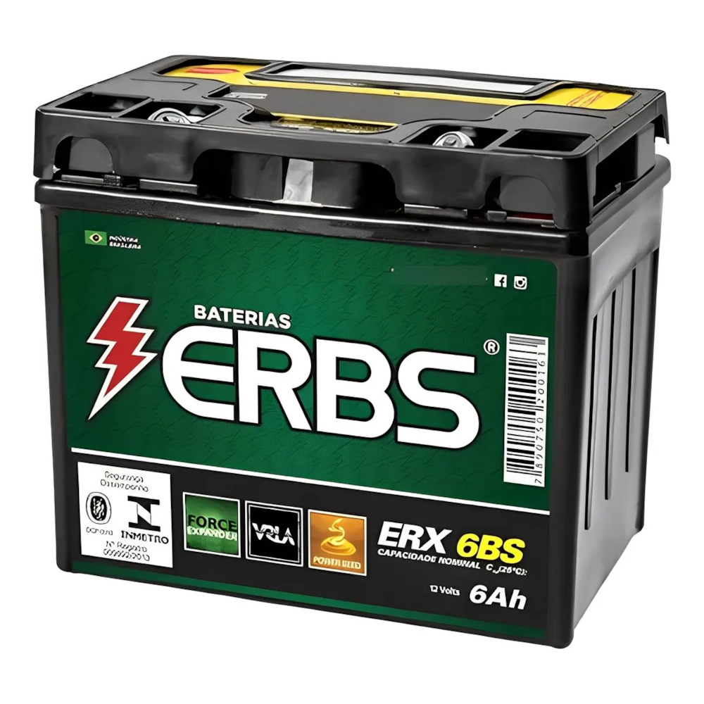 BATERIA ERBS ERX 6BS (YTZ6LS) SELADA TITAN 150 MIX 09 E / D / BROS 150 ...