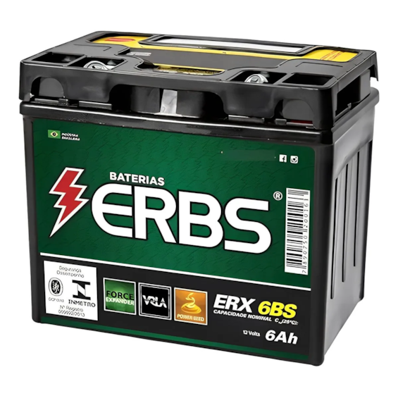 BATERIA ERBS ERX 6BS (YTZ6LS)  SELADA TITAN 150 MIX 09 E / D / BROS 150