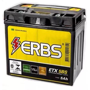 Bateria ERBS ETX5BS (YTX5LBS / YTZ7S / YTZ6V) Selada Titan 2000 ES TITAN150 2006 e / D / BROS150 / FAN 2005 e / D / XRE 300