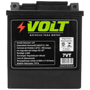 Bateria VOLT YTX7LBS (7VT) FALCON-TWISTER-TORNAD-FAZER 250-LANDER-TITAN150-05-HORNET 05A07C/ABS-BIZ1