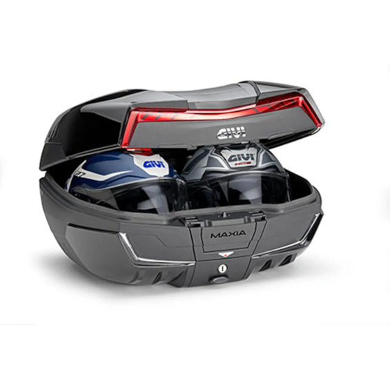 Coffre Top Case Givi V58 Maxia 5 – 58 Litres, Moto, 2 Casques – Monokey, Design Tech Noir/rouge