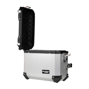 BAU LATERAL GP TECH 30L ALUMINIO POLIDO UNIVERSAL PAR + SUPORTE MULTI FUNCIONAL 