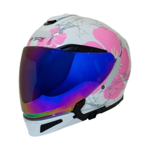 CAPACETE FEMININO GP TECH OPEN DUO R18 FLOWER ABERTO