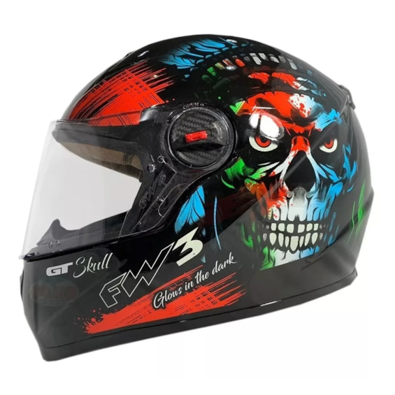 CAPACETE FW3 GT SKULL CAVEIRA BRILHANTE