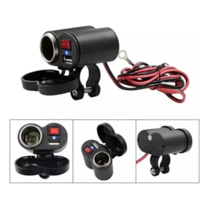 CARREGADOR USB MOTO COM ACENDEDOR  LE-9019