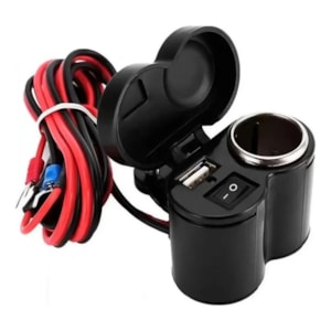 CARREGADOR USB MOTO ENTARADA PARA ACENDEDOR BOTÃO OFF / ON CS-10 (HMASTON)