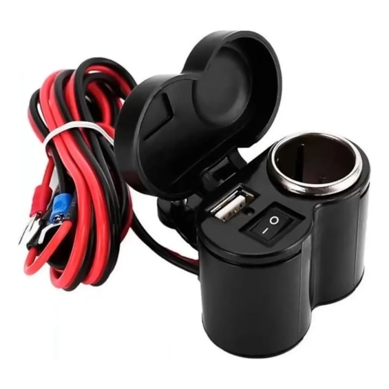 CARREGADOR USB MOTO ENTARADA PARA ACENDEDOR BOTÃO OFF / ON CS-10 (HMASTON)