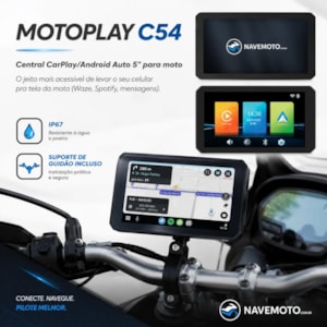 CENTRAL MULTIMÍDIA NAVEMOTO CARPLAY 5 POLEGADAS COM SUPORTE GUIDAO