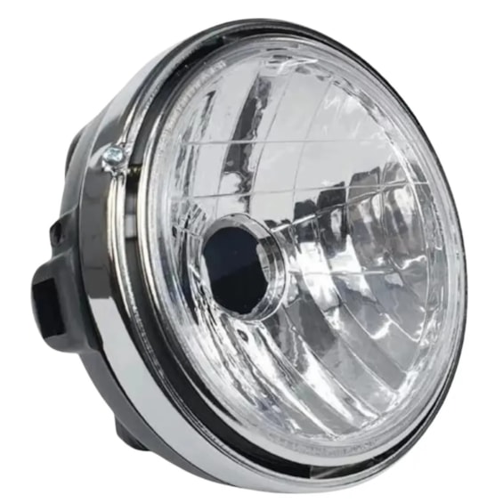 FAROL YBR 125 / FAZER 250 ARO CROMADO (LENTE PLASTICO) PLASMOTO