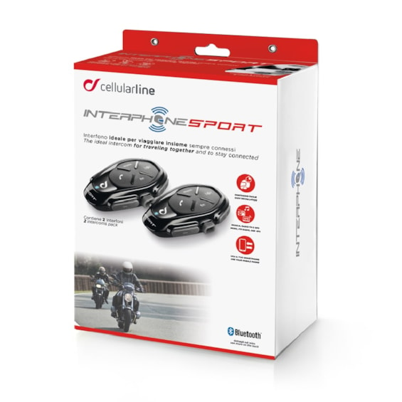 Intercomunicador de Capacete Interphone NEW SPORT TP 4.2 Duplo Alcance de 1000 Metros 