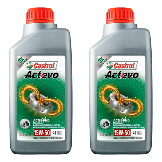 KIT 2 OLEO CASTROL ACTEVO 15W50 4T 