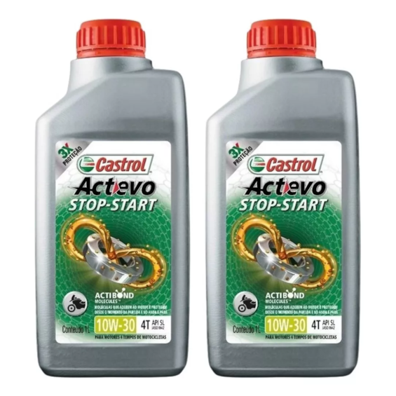 KIT 2 OLEO CASTROL ACTEVO STOP-START 10W30 4T