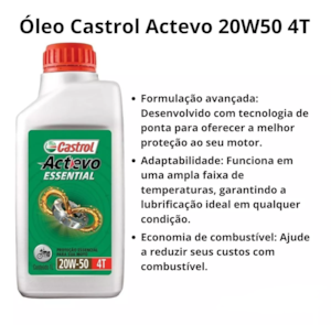 KIT 3 OLEO CASTROL ACTEVO ESSENTIAL 4T 20W50 