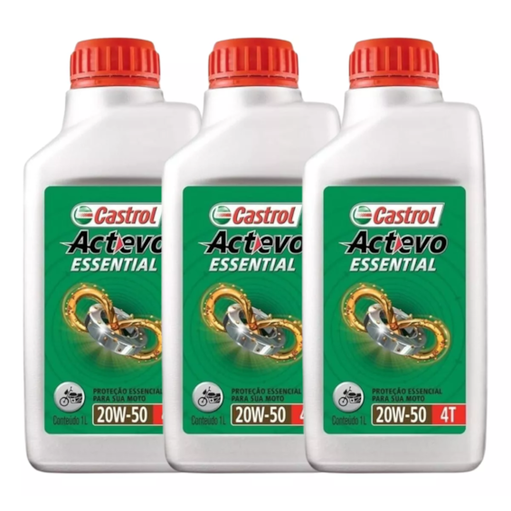 KIT 3 OLEO CASTROL ACTEVO ESSENTIAL 4T 20W50 