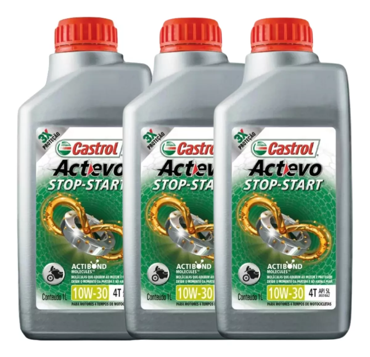 KIT 3 OLEO CASTROL ACTEVO STOP-START 10W30 4T - Paulinho Motos