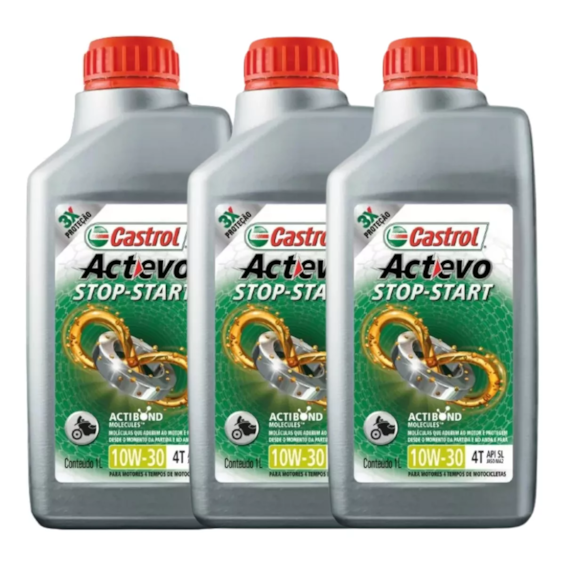 KIT 3 OLEO CASTROL ACTEVO STOP-START 10W30 4T