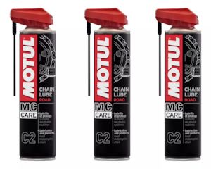 KIT 3 OLEO CORRENTE MOTUL CHAIN LUBE C2 ROAD 400ML