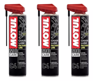 KIT 3 OLEO CORRENTE MOTUL CHAIN LUBE C4 FACTORY LINE 400ML