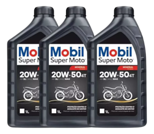 KIT 3 OLEO MOBIL 4T 20W50 MINERAL LITRO