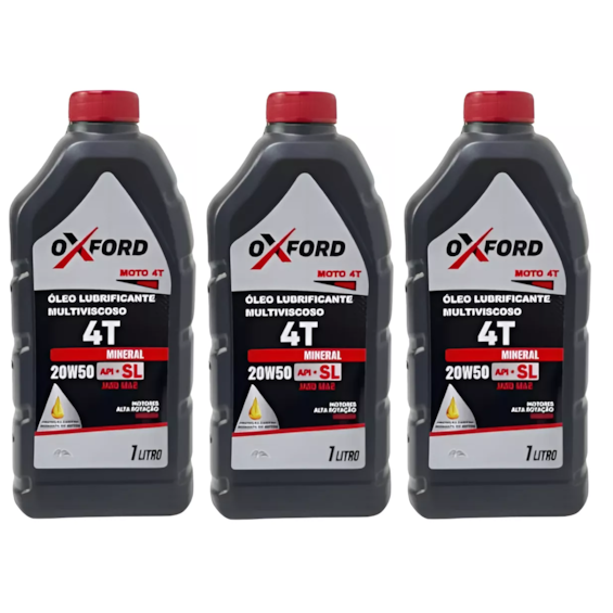 KIT 3 OLEO OXFORD 4T 20W50 MINERAL 