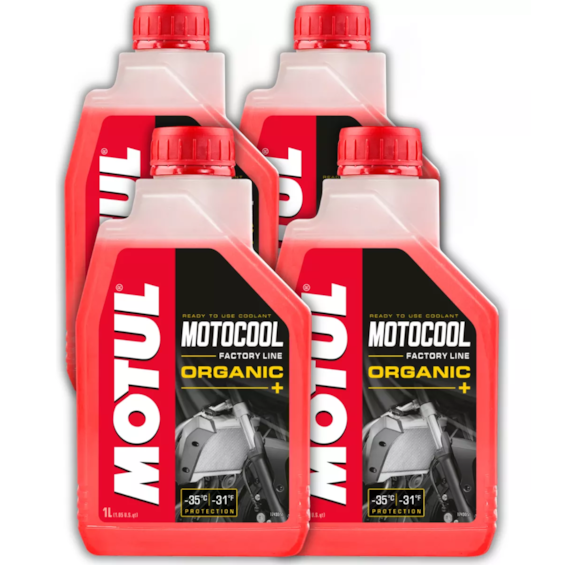 KIT 4  ADITIVO RADIADOR MOTUL MOTOCOOL FACTORY LINE ORGANIC (VERMELHO)