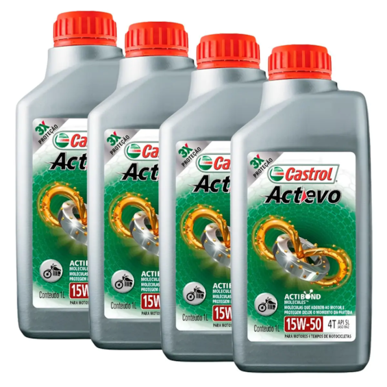 KIT 4 OLEO CASTROL ACTEVO 15W50 4T