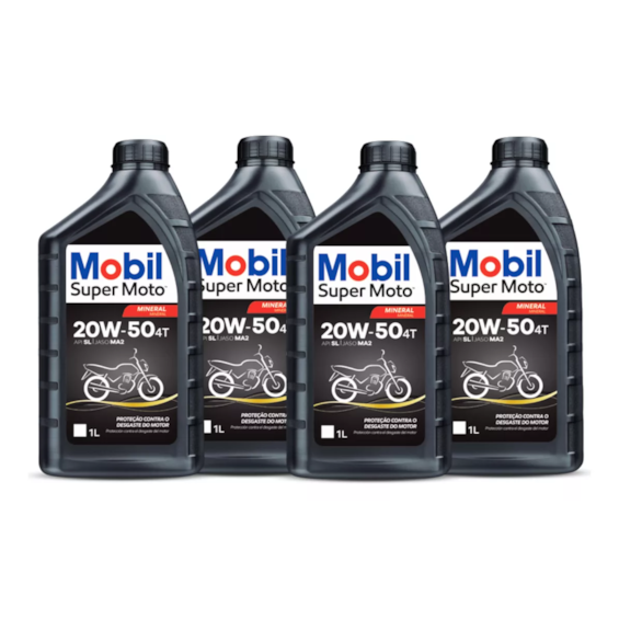 KIT 4 OLEO MOBIL 4T 20W50 MINERAL LITRO