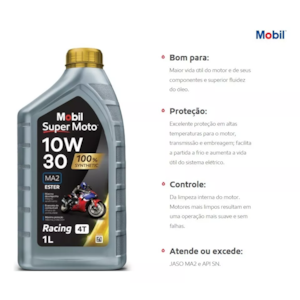 KIT 4 OLEO MOBIL 4T MX 10W30 SUPER MOTO 100% SINTÉTICO