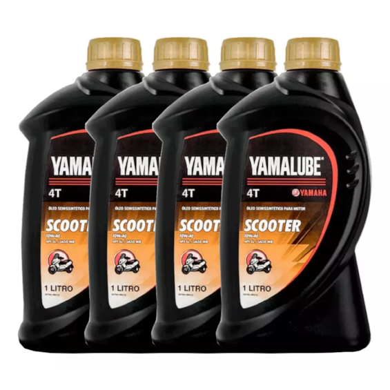 KIT 4 OLEO YAMALUBE SCOOTER 4T 10W40 SEMI SINTÉTICO API SL KIT 4 OLEO YAMALUBE SCOOTER 4T 10W40 SEMI SINTÉTICO API SL