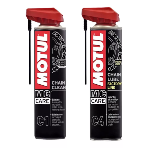 KIT MOTUL C1 E C4 LIMPEZA E LUBRIFICAÇÃO CLEAN CHAIN LUB 400ML