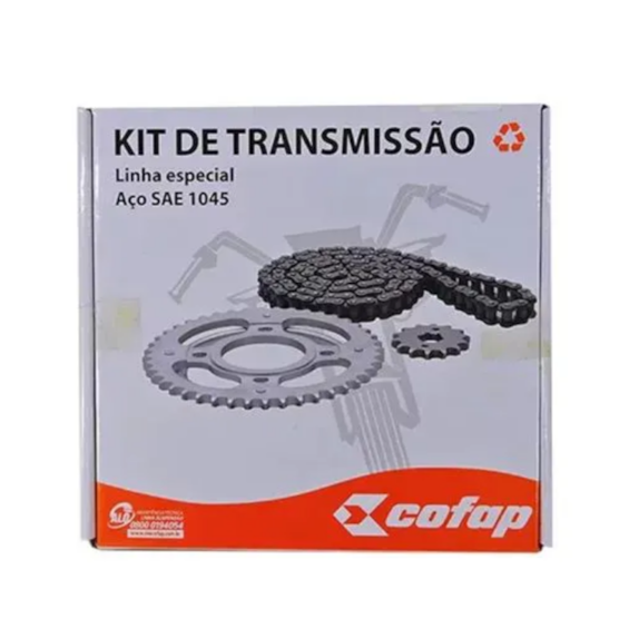 KIT TRANSMISSÃO RELAÇÃO COFAP FAZER 250 2018 EM DIANTE COM RETENTOR (420005)