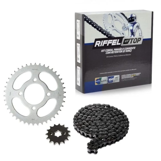 KIT TRANSMISSÃO RELAÇÃO RIFFEL CB 250 TWISTER 250 01-08 C/ RETENTOR (C-37 P-13 520H-106L) TOP