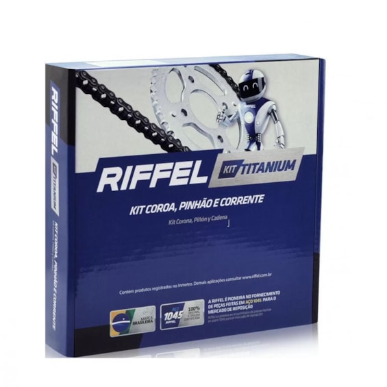 KIT TRANSMISSÃO RELAÇÃO RIFFEL DAFRA NEXT 250 S/ RETENTOR (C-35 P-13 520H-102L) TITANIUM