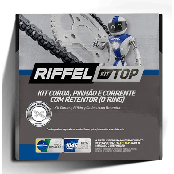 KIT TRANSMISSÃO RELAÇÃO RIFFEL DR 160 21-24 C/ RETENTOR (C-47 P-15 428H-132L) TOP
