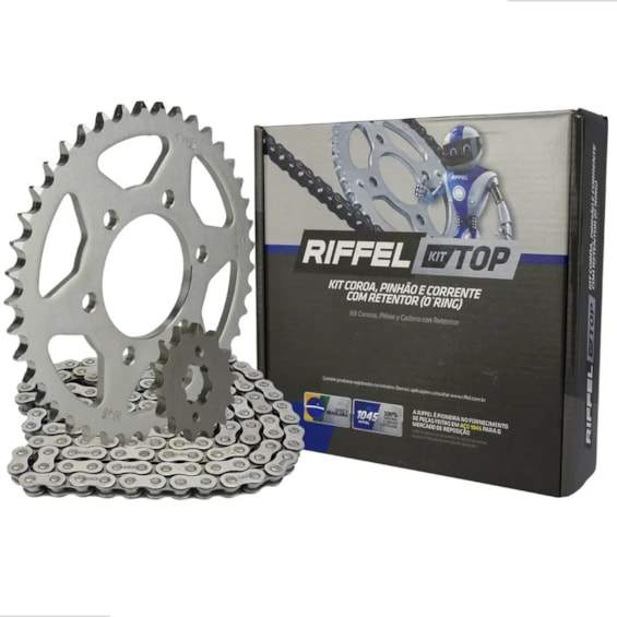 KIT TRANSMISSÃO RELAÇÃO RIFFEL FAN-CARGO 14-18 CG 125I C/ RETENTOR (C-43 P-14 428HO-118L) TOP