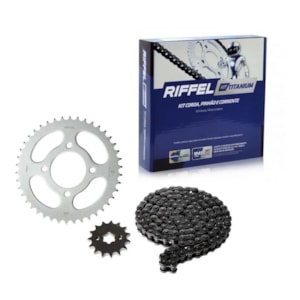 KIT TRANSMISSÃO RELAÇÃO RIFFEL FAZER 250 06-17 S/ RETENTOR (C-45 P-15 428H-132L) TITANIUM