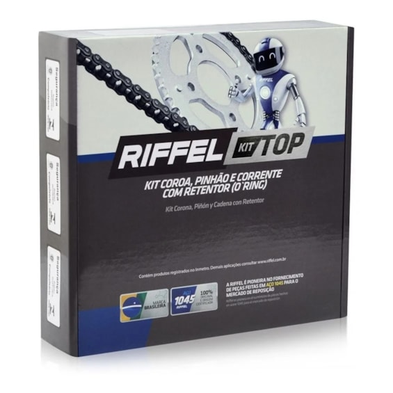 KIT TRANSMISSÃO RELAÇÃO RIFFEL NINJA 250 08-12 / 300 13-18  C/ RETENTOR (C-42 P-14 520HO-106L) TOP