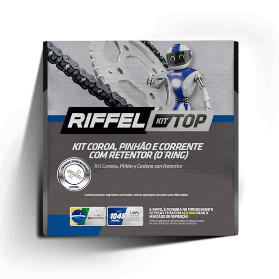 KIT TRANSMISSÃO RELAÇÃO RIFFEL NXR 160 BROS 15-25 / XRE 190 16-25 C/ RETENTOR (91190)