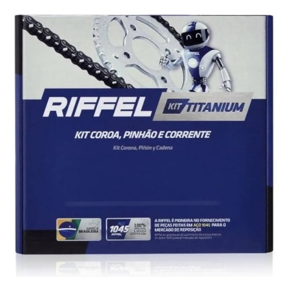 KIT TRANSMISSÃO RELAÇÃO RIFFEL SPEED 150 08-15 C/ CORRENTE S/ RETENTOR (91046) 