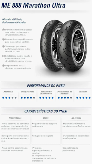 Pneu Metzeler ME888 Marathon ULTRA 130-90-16 73H TL Rear Traseiro