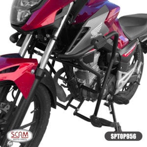 PROTETOR MOTOR E CARENAGEM SCAM HONDA CG 160 / TITAN 160 2025- C/ PEDALEIRA (MOD PRO) PRETO