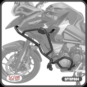 Protetor Motor e Carenagem SCAM Triumph TIGER1200 2022- Preto C/ Pedaleira