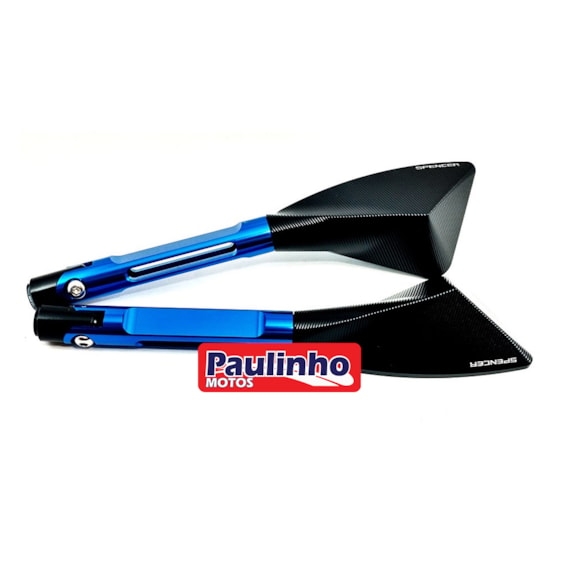 Retrovisor Esportivo Spencer Aluminium Universal Piramide CNC SP7159 (PAR) AZUL