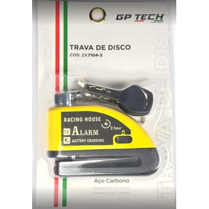 TRAVA DISCO COM ALARME GP TECH ZX7104-3 USB MEDIA AMARELA