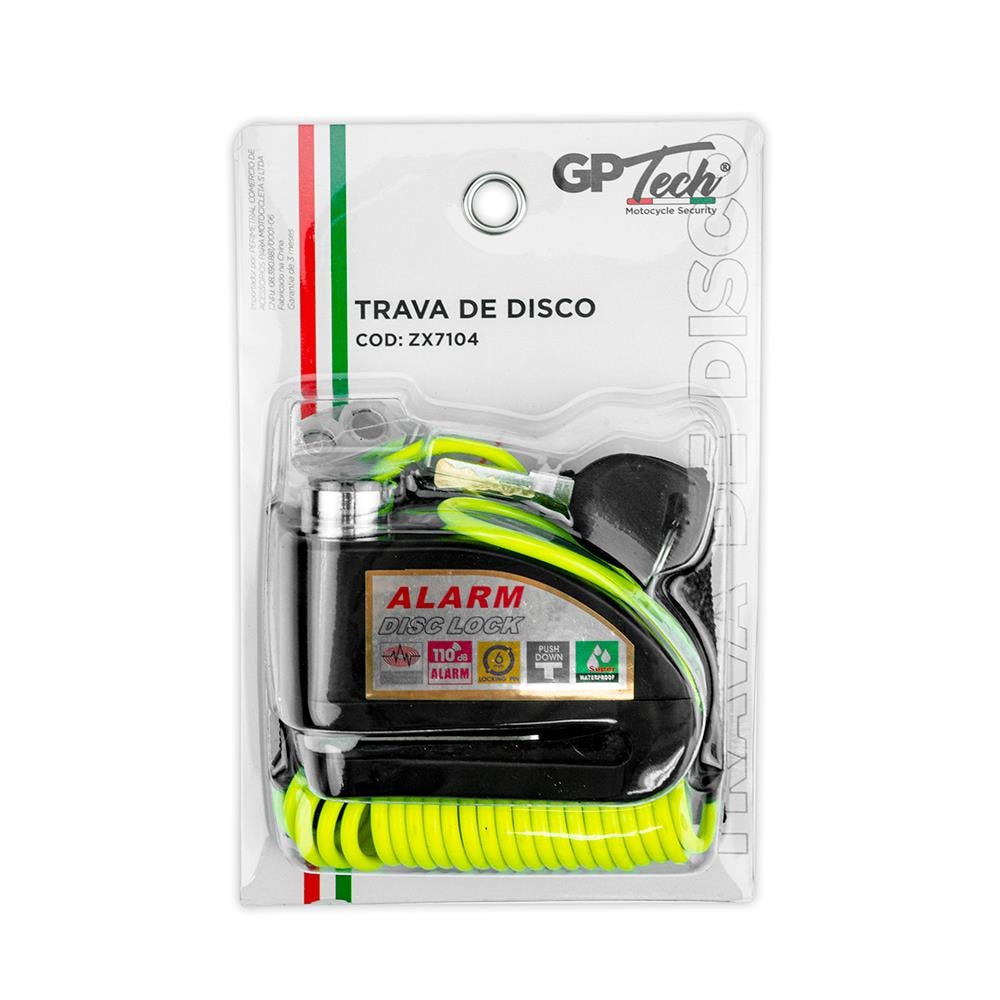 Trava Disco com Alarme GP TECH ZX7104 Media - Paulinho Motos